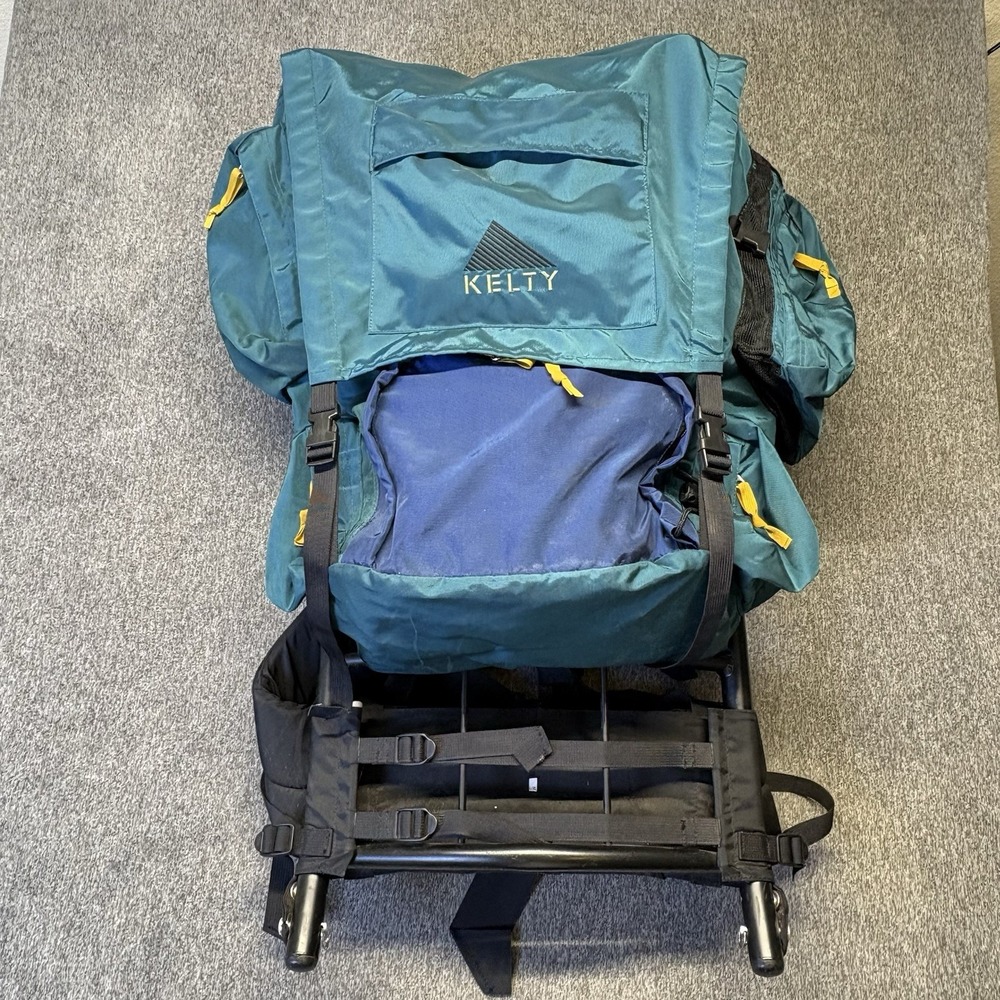VTG Kelty Yukon External Aluminum Frame Hiking Backpack  Green/Blue Sz L/XL